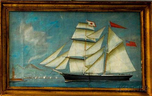 Framed Gouache Ship Portrait of the Precursor