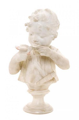 An Italian Alabaster Bust, 19TH CENTURY, Height 15 inches.