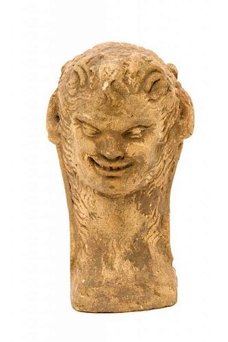 A Continental Stoneware Double-Headed Bust, Height 9 1/2 inches.
