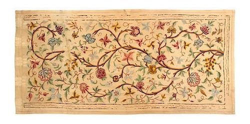 A Continental Embroidered Panel, Height 99 x width 46 inches.