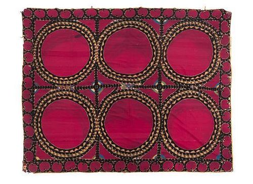 A Suzani Embroidered Panel, 7 feet 10 inches x 6 feet 11 inches.