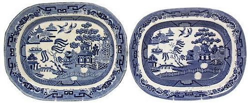 Two English Transfer Decorated Pottery Trays, Length of longest 16 1/2 inches.