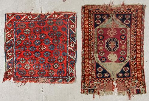 2 Turkish Rugs: 2'8'' x 2'7'' (81 x 79 cm) and 2'4'' x 3'3'' (71 x 99 cm)