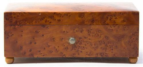 * A Maple Case Cylinder Music Box, Width overall 7 3/4 inches.
