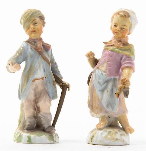 * Two Berlin (K.P.M.) Porcelain Figures, Height 3 1/2 inches.