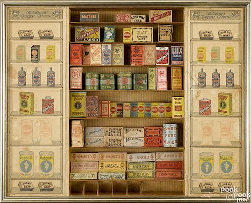 Paper lithograph Miniature Corner Store grocery market, labeled MCS Carton - Arlington Heights