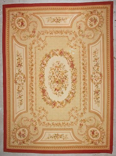 Vintage Continental Aubusson Tapestry Rug: 9'0'' x 12'3'' (274 x 373 cm)