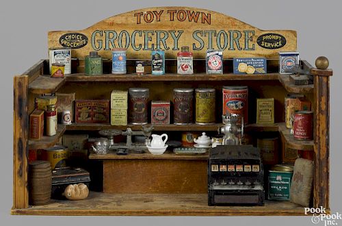 Parker Brothers paper lithograph over wood Toy Town Grocery Store