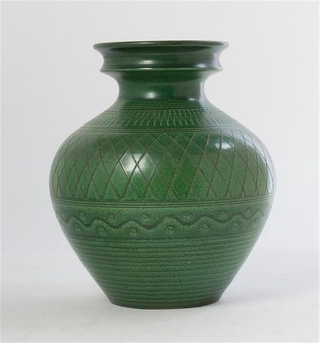An American Pottery Vase, Height 10 1/8 inches.