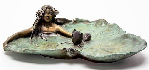 * A Francois Raoul Larche Bronze Centerpiece, Width 13 inches.