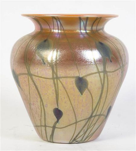 A Durand Iridescent Glass Vase, Height 8 1/2 inches.