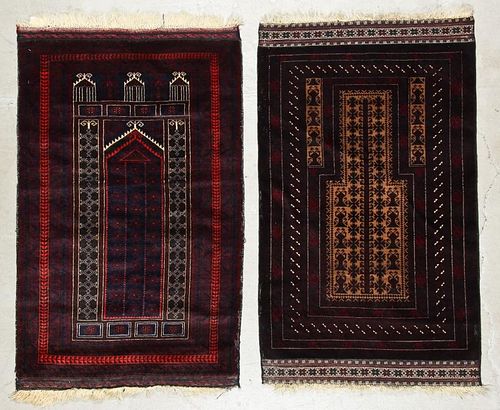 2 Vintage Beluch Prayer Rugs