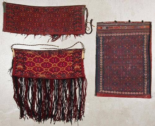 3 Antique Central Asian Kilim/Sumak Trappings