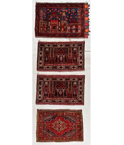 4 Vintage Afghan Small Rugs