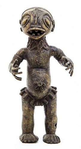 A Benin Style Bronze Figure, Height 16 3/4 inches.