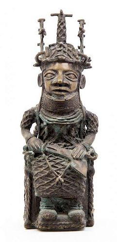 A Benin Style Bronze Figure, Height 18 inches.