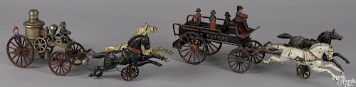 Ives cast iron horse drawn Phoenix - Fire Patrol wagon, overall - 21'' l., together with a Hubley