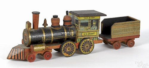 Bliss paper lithograph U. S. Grant train locomotive and tender