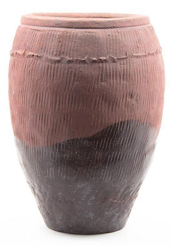 A Ceramic Storage Vessel, Height 17 1/2 inches.