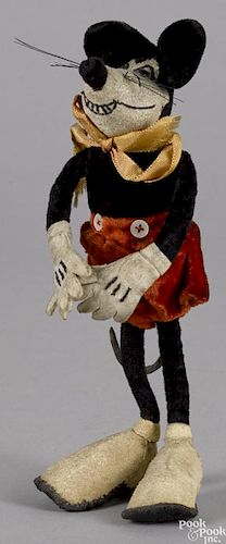 Unusual Mickey Mouse cloth doll, ca. 1935, probably by Dean's Rag Co., with a toothy mouth