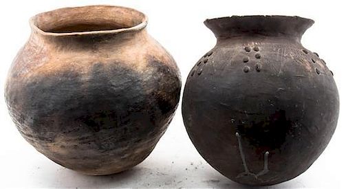 Two Ceramic Pottery Vessels, Height of taller 10 1/4 inches.