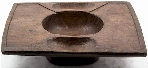 An African Carved Wood Bowl, Width 14 1/2 inches.