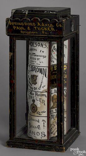 Unusual Springboro, Pennsylvania clockwork advertising trade stimulator, early 20th c.