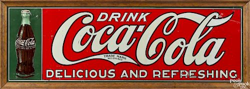 Drink Coca-Cola Delicious and Refreshing embossed tin advertising sign, dated 1926