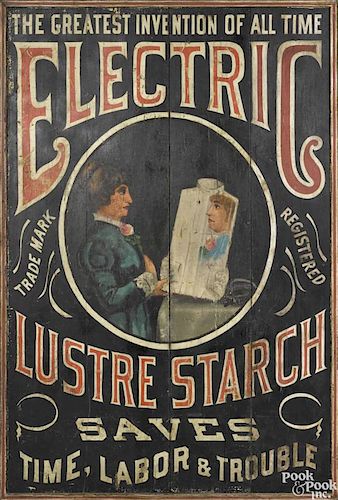 Electric Lustre Starch painted pine advertising sign, ca. 1890