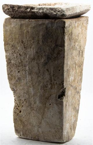 A Limestone Storage Vessel, Height 24 inches.