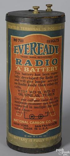Eveready Radio ''A'' Battery cardboard and wood figural trade sign display, 32'' h.