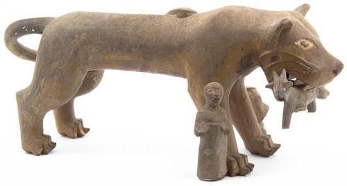 A Ceramic Animalier Figure, Legnth 23 3/4 inches.