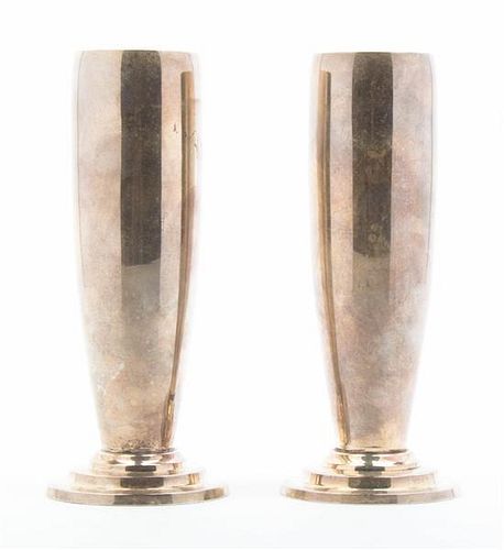 A Pair of American Silver-Plate Bud Vases Height 7 inches