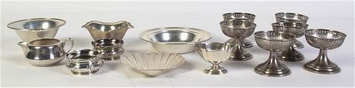 * A Group of American Silver Small Table Articles, Various Makers,, comprising a set of six pierced goblets, missing glass liner