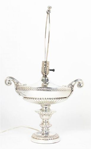 * An English Silver-Plate Table Lamp Height 23 inches