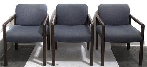 A Set of Three Knoll Armchairs, Height 34 inches.