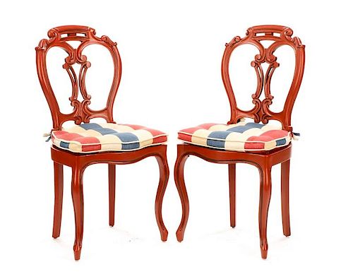 Pair, Lacquered Rococo Revival Style Side Chairs