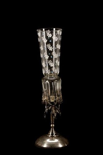 Victorian Glass & Silver Posy Vase, James W Tufts