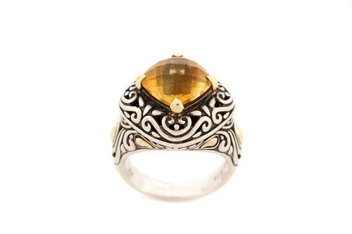Designer Sterling, 14k Yellow Gold & Citrine Ring