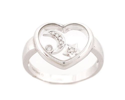 Ladies Chopard Style 14K White Gold & Diamond Ring