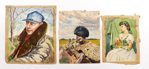 Collection of Early 20th C. Watercolor Portraits