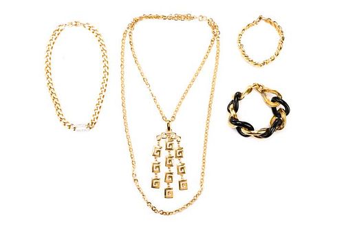 Four Vintage Designer Costume Jewelry Items