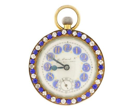 French Paperweight Jeweled Desk or Travel Clock