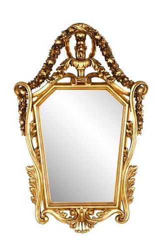 Continental Giltwood Hand Carved Mirror