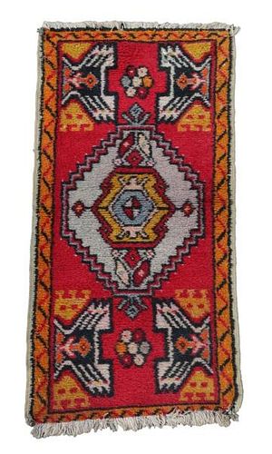 Small Hand Woven Red Tribal Rug -  1' 7" x 3' 2".