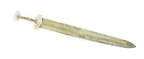 * A Chinese Archaistic Jade and Metal Sword, Length 23 inches.