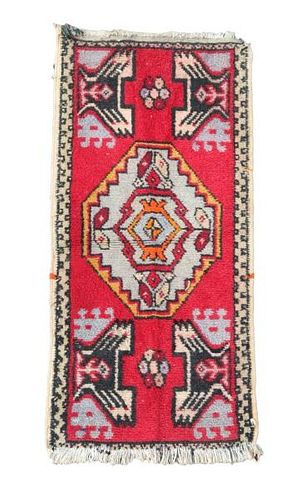 Small Hand Woven Red Tribal Rug- 1' 7' X 3' 2".