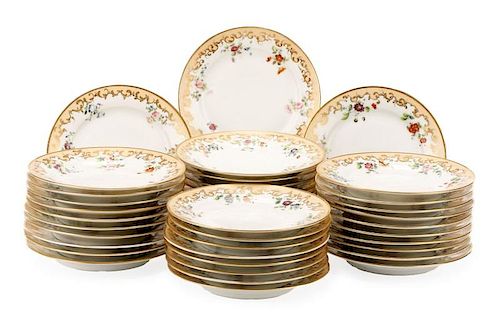 Set of 41 Old Paris Porcelain Dinner Plates, 19 C.