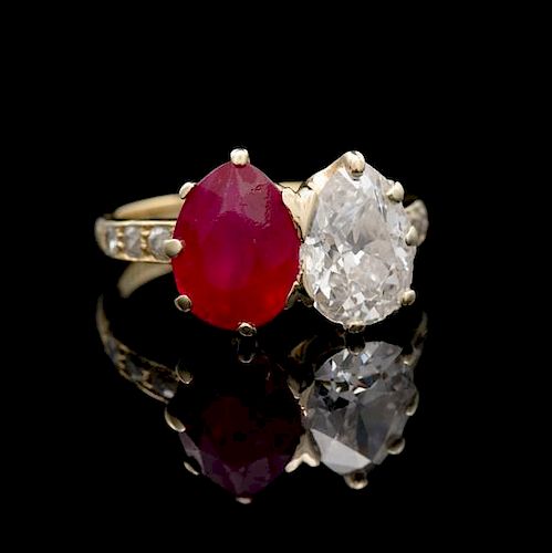A Fine 18 Karat Yellow Gold, Ruby and Diamond Ring, Tiffany & Co., Circa 1936, 3.50 dwts.