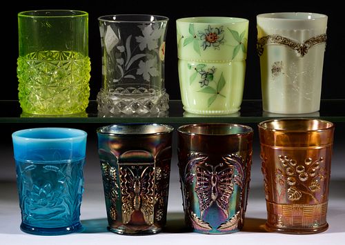 ASSORTED GLASS TUMBLERS, LOT OF EIGHT,